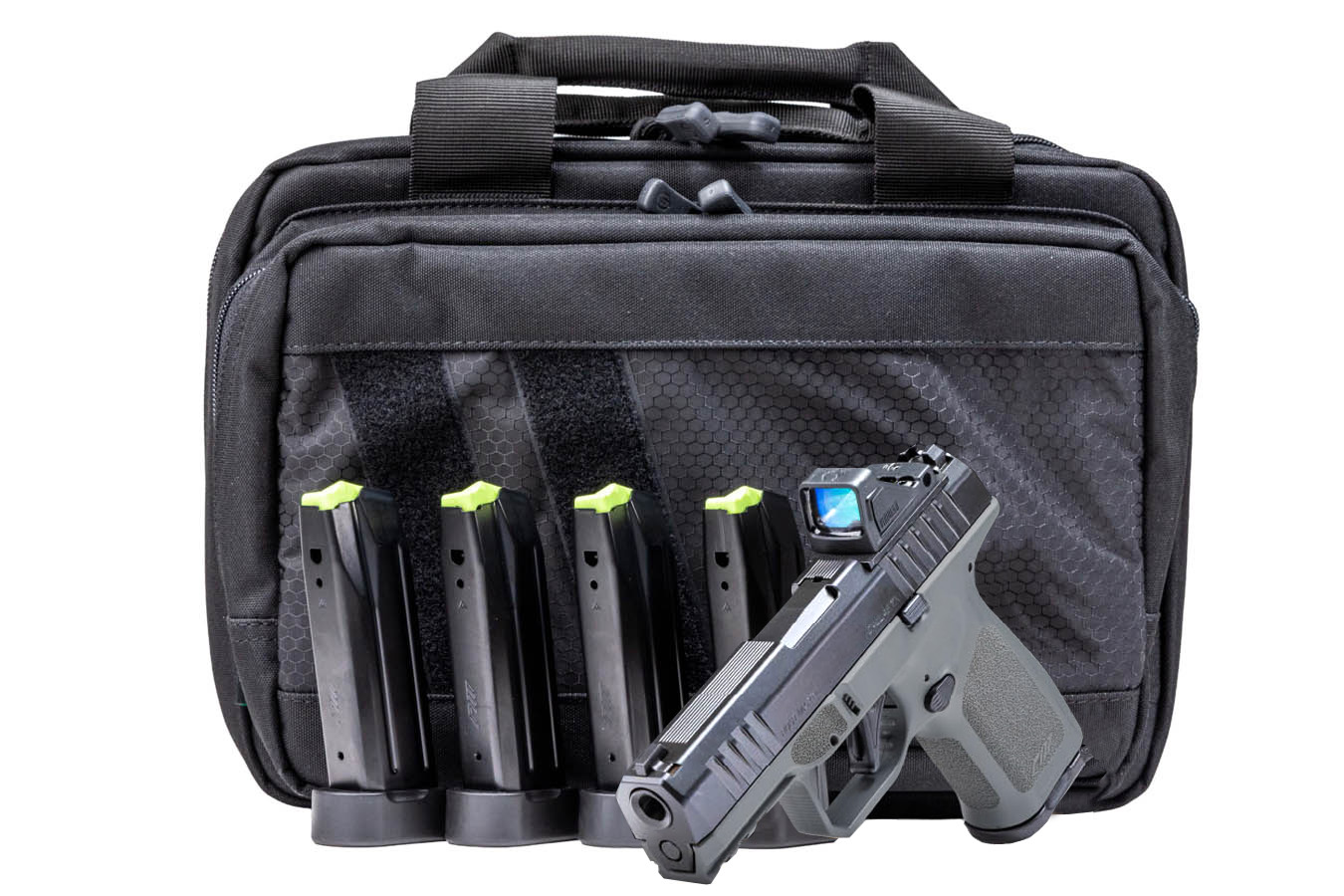 ROST MARTIN RM1C 9mm Gray Pistol with Viridian RFX Green Dot, Five Mags and Savior Bag